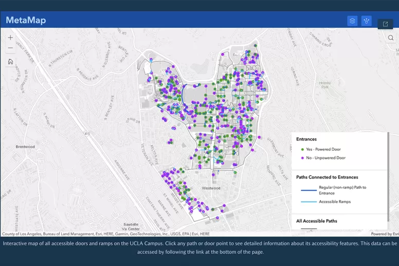 An interactive map of all accessible doors and ramps on the UCLA Campus.