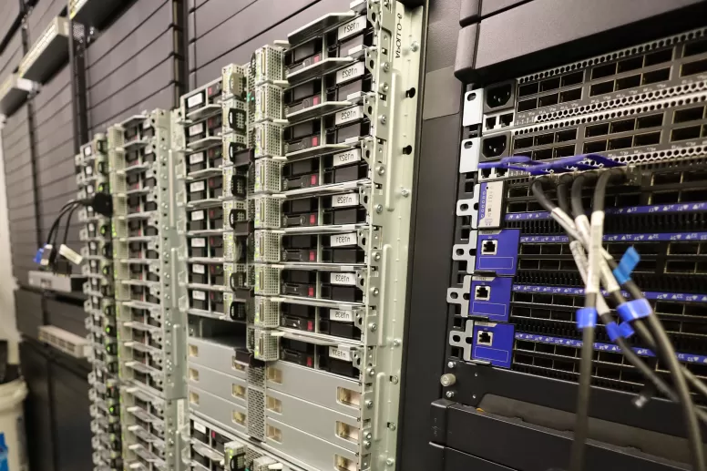 Computer rack with stacks of computer nodes