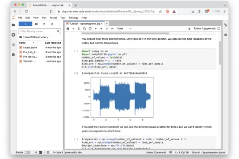 The JupyterHub interface